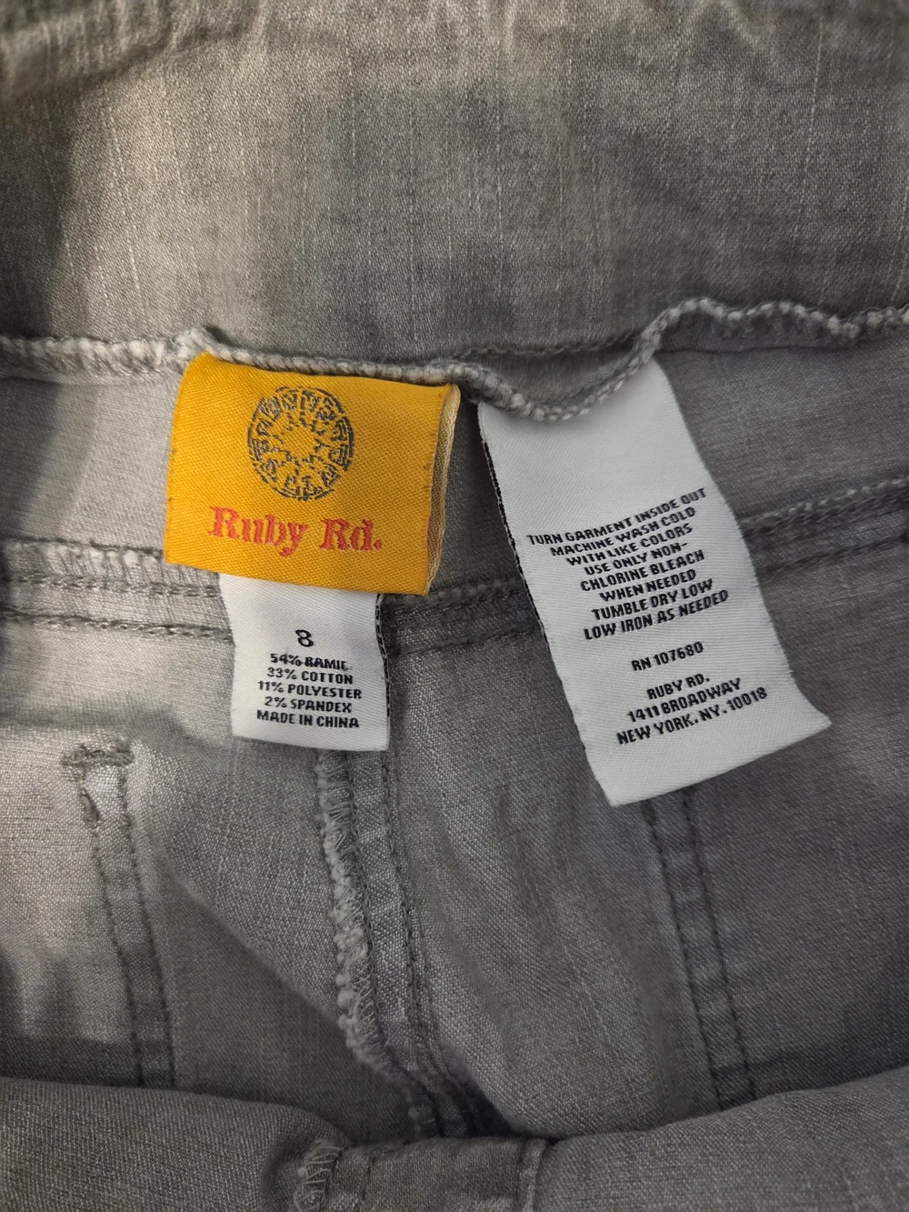 Ruby Rd. Light Grey Stretch Pants With Back Pockets - Picture 2 of 3